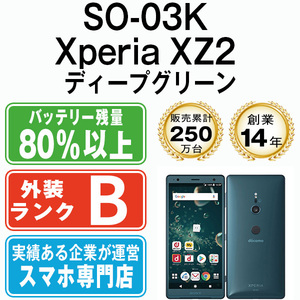 バッテリー80％以上 良品 SO-03K Xperia XZ2 Deep Green 中古 SIMフリー SIMロック解除済