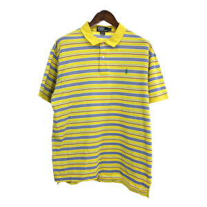 Polo by Ralph Lauren ポロ ラルフローレン ポロシャツ ボーダー イエロー (メンズ XL) 中古 古着 R5551