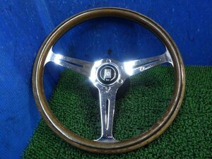 B ホーンボタン付 NARDI ナルディ ウッド 木目 メッキ ハンドル ステアリングホイール 3本スポーク クラシック 社外品 K11 ビュート マー