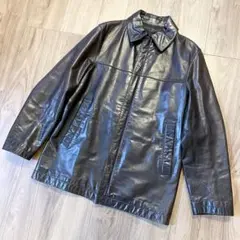 メンズビギ　MEN‘S BIGI ジャケット　レザー　牛革　ダークブラウン　M