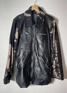 アンダーカバー undercover 97aw leaf期 ブリーチ加工レザージャケット フリーサイズ ブラック 24020