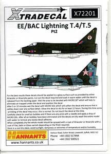 1/1/72　エクストラデカール　Xtradecal X72201　BAC/EE Lightning T.4/T.5 Part 2　BAC/EE Lightning T.4/T.5