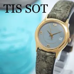 528 TISSOT レディース　時計　スタイリスト　ゴールド　デイト　グリーン