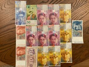 スイスフラン スイス紙幣 フラン紙幣 外国紙幣 旧紙幣 10・20・50・100フラン Banknotes of the Swiss franc / CHF / franc / Switzerland