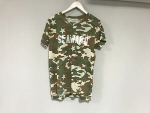 新品未使用本物ベイフローBAYFLOWコットン迷彩カモフラ柄プリント半袖Tシャツメンズサーフアメカジミリタリーワークグリーン緑3M