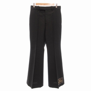 グッチ GUCCI 美品 Cady Crepe Trousers フレアトラウザーパンツ スラックス ベルボトム センタープレス ウール モヘア混 40 M 黒