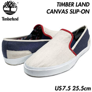 国内正規品■Timberland (ティンバーランド) キャンバス生地 スリップオン スニーカー ベージュ US7.5 25.5㎝