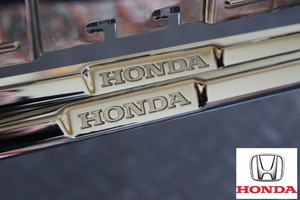 HONDAホンダ純正OP■シルバーメッキナンバーフレーム■N-BOX・N-ONE・N-VAN・フィット・ヴェゼル・CR-V等■2枚【フロント・リア】