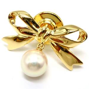 MIKIMOTO(ミキモト)テリ抜群!!＊K18 アコヤ本真珠ブローチ＊n 約4.4g パール pearl broach jewelry ジュエリー EB4/EB4 ビンテージ