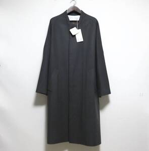 定価17万 新品 seya. TEMPLE TRENCH COAT LIGHT FELTED WOOL L グレー 日本製 セヤ ウール ノーカラー トレンチ コート