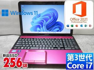 ★爆速体感★Windows 11★Office2021★超高性能 第3世代 Core i7-3610QM★新品SSD256GB★メモリ 8GB★ノートパソコン★TOSHIBA T552/58FR