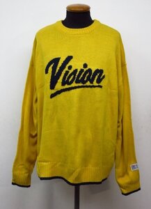 a8475　美品　VISION　STREET　WEAR　ニット　セーター　プルオーバー　メンズ　ヴィジョンストリートウエア　M　マスタードイエロー系