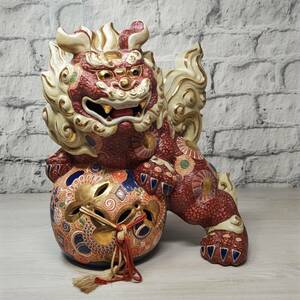 【YH-8603】中古現状品 九谷焼 太吉 狛犬 獅子