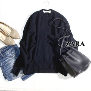 美品 ZARA KNIT ザラニット ゆったり可愛い ジップ付き 厚め ストレッチニット プルオーバー S 春 秋 合服 24A10