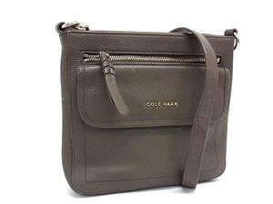 1円 ■美品■ COLE HAAN コールハーン レザー ショルダーバッグ クロスボディ 斜め掛けかばん レディース グレージュ系 BI9175