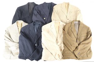 【7点】HERMES エルメス ジャケット ネイビー カーキ ヘリンボーン チェック等 サイズ48 メンズ 紳士服 まとめ売り① 5122-TE