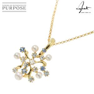 ジュネ Jeunet アコヤ真珠 5.1-4.0mm サファイヤ 1.90ct ネックレス 40cm K18 YG イエローゴールド 750 Necklace 90240590