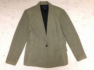 アンクライン Anne Klein モード クラシック ノーベント ノッチドラペル 総柄 シングルテーラードジャケット レディース ウール100% 8 黒白