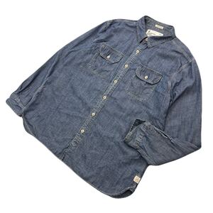 American Eagle ☆ アメリカンイーグル 長袖 デニム シャツ ワークシャツ ライトブルー XL メンズ アメカジ ストリート 定番 古着■AJ280