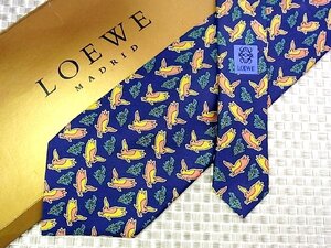 ♪35734C♪良品【鳥 植物 柄】ロエベ【LOEWE】ネクタイ