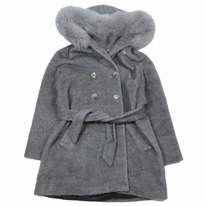 マックスマーラステュディオ Max Mara Studio アルパカ ウール ファー フーディ コート リボンベルト I40 グレー/6▲B12 レディース