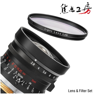 LIGHT LENS LAB M 28mm f/2.8 + E49 UV レンズフィルター セット ライカMマウント ブラックペイント 広角レンズ