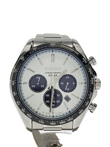 SEIKO◆ソーラー腕時計/アナログ/ステンレス/WHT/SLV/SS/SBPY165//