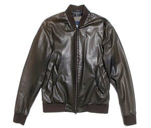 定価15万 良品 HERNO ヘルノ 最高級 ベビーカーフスキン レザー ボンバー ジャケット ブルゾン PL0028U 牛革 ダークブラウン メンズ 44