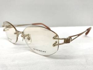 7T-033 新品 眼鏡 メガネフレーム チタン GIVENCHY ジバンシー 19g 55□17-135 フチなし メンズ 男性 レディース 女性 ゴールド系