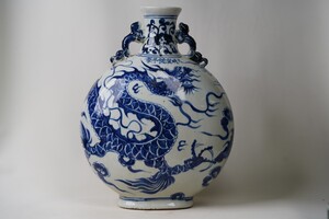 【積古】中国古美術 明時代 青花 花瓶 丸形 古玩 骨董 美術品 骨董品 時代物 古美術 唐物 当時物 置物 