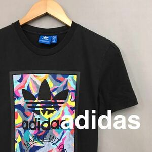 アディダス オリジナルス adidasoriginals トレフォイル ミツバ アディオリ ロゴ 半袖 Tシャツ ブラック メンズ Mサイズ ♭△