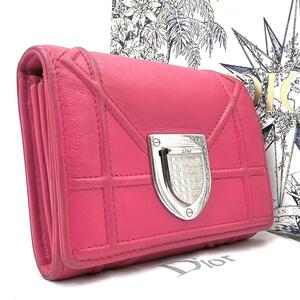 《美品》Christian Dior クリスチャンディオール ディオラマ 二つ折り財布 コンパクトウォレット ピンク