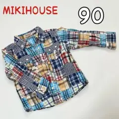 MIKIHOUSE ミキハウス 90cm パッチワークシャツ チェック柄 長袖