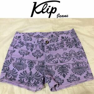 １回着新品同様☆Klip jeansデニムショートパンツ140パープルダマスクスアメリカインポート