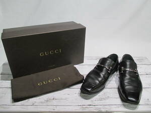 ★同梱不可【S送900円】　969　GUCCI　グッチ　メンズ　ビットローファー　ビジネスシューズ　革靴　レザー　黒　39 1/2　箱付き