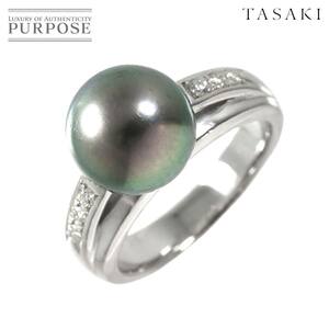 タサキ TASAKI 11号 リング 黒蝶真珠 10.1mm ダイヤ 0.07ct Pt プラチナ パール 指輪 田崎真珠 Black Pearl Ring 90220883