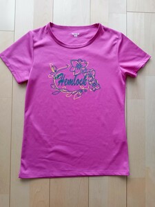 Hemlock ヘムロック◇ラメプリント 半袖 メッシュ Ｔシャツ／ピンク/S