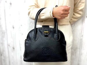 極美品 LOEWE ロエベ アナグラム ヴィンテージ ハンドバッグ バッグ レザー 黒 79234