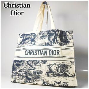 【極美品】DIOR ディオール トワルドゥジュイ キャンバス ハンドバッグ トートバッグ バッグ クリスチャンディオール レディース 女 白