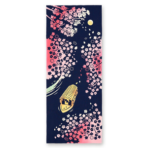 ☆ 夜桜屋形船 ☆ kenema 手ぬぐい 季節 けねま てぬぐい 手ぬぐい タペストリー 手拭い 絵てぬぐい 絵手拭い 約 90×35cm 壁掛け おしゃれ