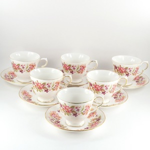 イギリス コルクローボーン チャイナティー ６客セット Colclough Bone China Cup, Saucer PATT No 8581 未使用