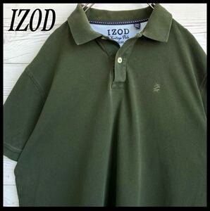 IZOD ロゴ刺繍 ポロシャツ グリーン XL ビッグサイズ ポロシャツ 半袖ポロシャツ ゴルフウェア ランニングウェア スポーツウェア