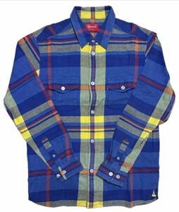 Mサイズ 初期 07FW Supreme Oversize Plaid Flannel shirt フランネルシャツ 長袖 チェック royal blue 青 シュプ laney レイニー 格子柄