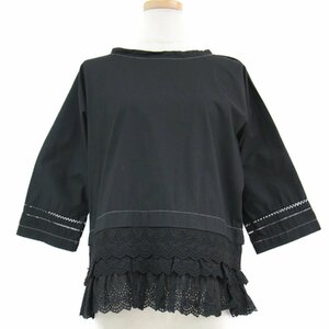 tricot COMME des GARCONS トリコ コム デ ギャルソン ブラウス プルオーバー トップス カットソー ブラック 黒 S 七分袖 AD2016