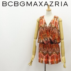 ◆BCBG MAXAZRIA マックスアズリア THALIA シルク100％ 総柄 カシュクール風 ショートパンツ ノースリーブ オールインワン S