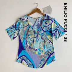 新品☆EMILIO PUCCI エミリオプッチ☆ビジューTシャツ 38 シルク混