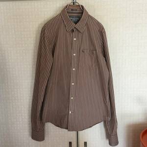 美品　Abercrombie & Fitch　アバクロ　長袖シャツ　Lサイズ　ブラウン　ストライプ