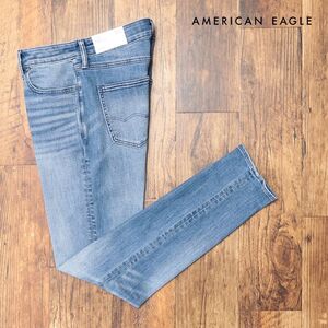 AMERICAN EAGLE/34インチ/美脚デニムパンツ 0114-6649 快適 伸縮性◎ ウォッシュ加工 ジーンズ 新品/青/ブルー/ih256/