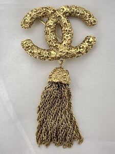 美品！CHANEL シャネル ブローチ ココマーク フリンジ ゴールド ヴィンテージ アクセサリー 溶岩