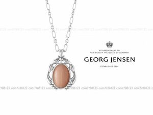 保管品◎アジア限定◎GEORG JENSEN◎2020 ピーチ ムーンストーン イヤー ネックレス ジョージ ジェンセン ペンダント ヘリテージ